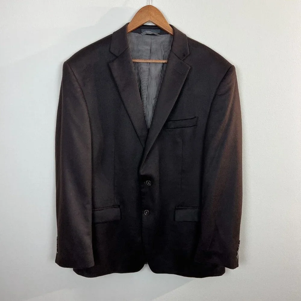 Calvin Klein 100% Cashmere Sport Coat Blazer Jacket 44R Brown 2-Button